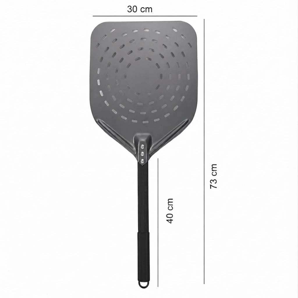Pelle à Pizza Perforée 30 cm | Finition Noire Mate
