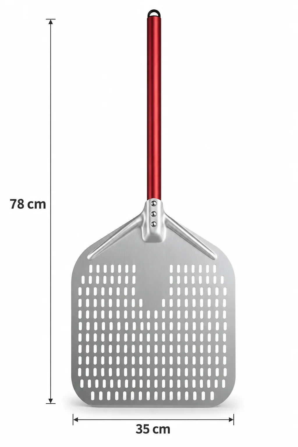 Pelle à Pizza Perforée 30–35 cm | Aluminium Rouge