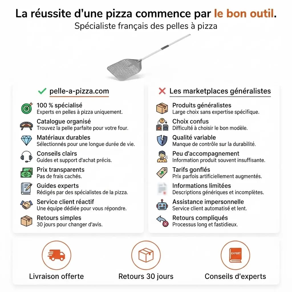 Longue Pelle à Pizza Perforée | Manche Argent