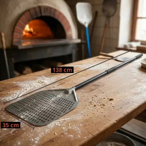 Longue Pelle à Pizza Perforée | Manche Noir