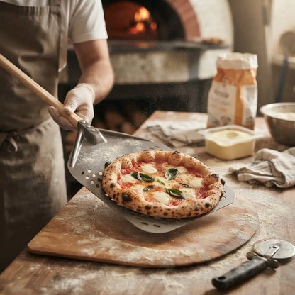 Pelle à Pizza Perforée 30-35 cm | Bord Biseauté | Bois