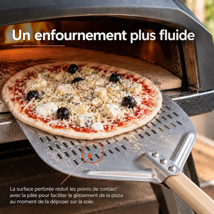 Pelle à Pizza Perforée 30–35 cm | Manche Bois