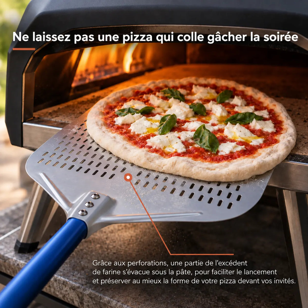 Pelle à Pizza Perforée 40 cm | Aluminium Bleu
