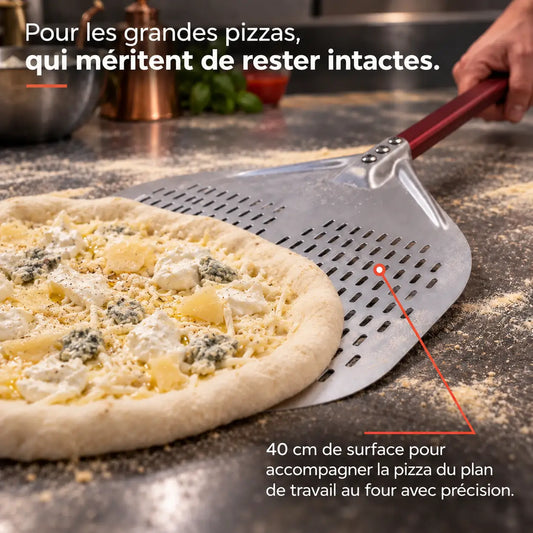 Pelle à Pizza Perforée 40 cm | Aluminium Rouge