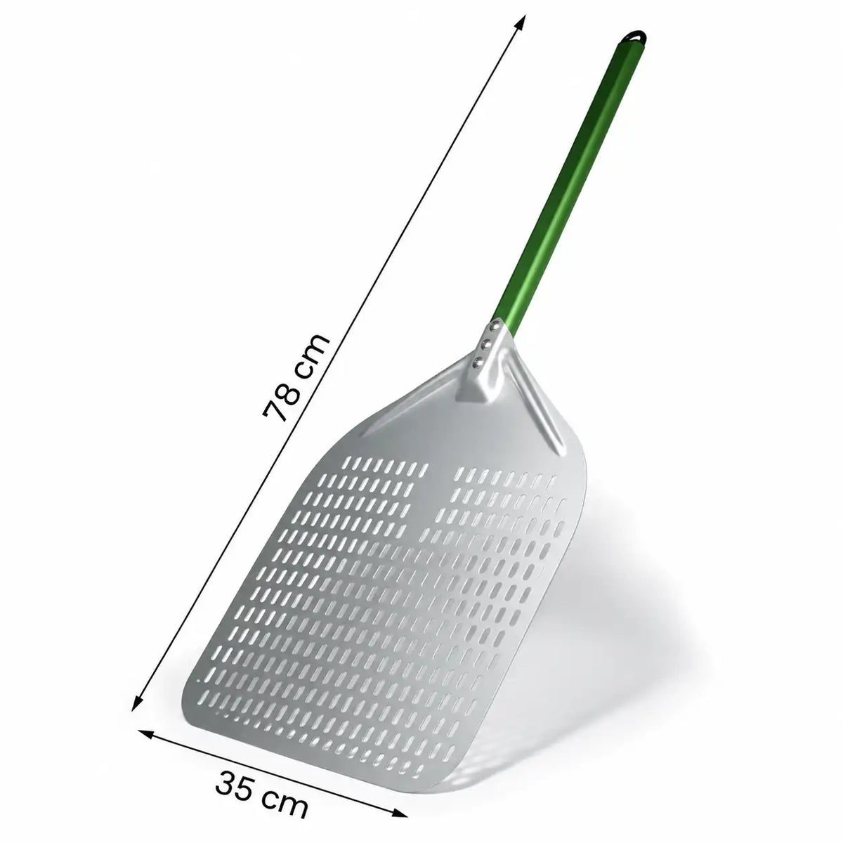 Pelle à Pizza Perforée 30–35 cm | Aluminium Vert