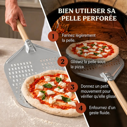 Pelle à Pizza Perforée 30–35 cm | Manche Bois