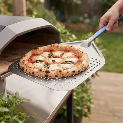 Pelle à Pizza Perforée 30-35 cm | Bord Biseauté | Bleu