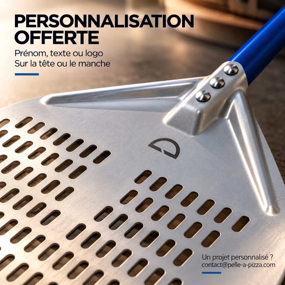 Pelle à Pizza Perforée 40 cm | Aluminium Bleu