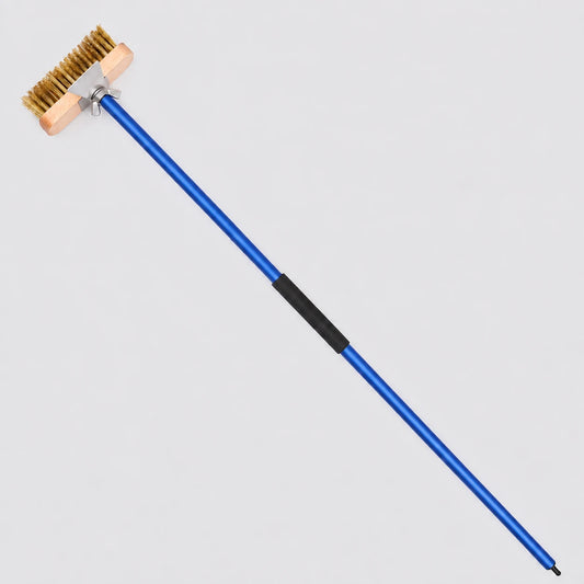 Brosse Four à Pizza En Laiton Bleu + Grattoir | Manche 100 cm