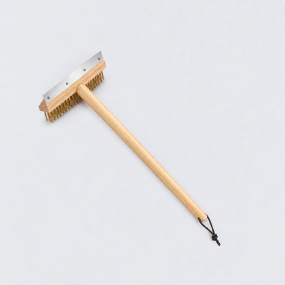 Brosse Four à Pizza En Laiton + Grattoir | Manche en bois