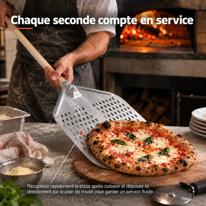 Pelle à Pizza Perforée 30–35 cm | Manche Bois