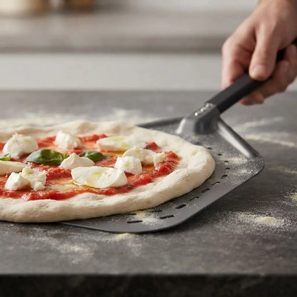 Pelle à Pizza Perforée 30 cm | Finition Noire Mate