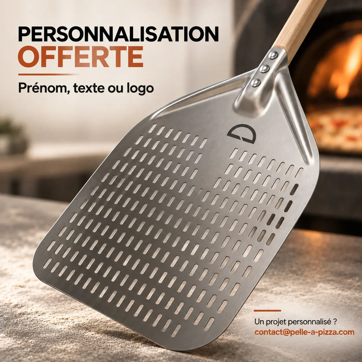 Pelle à Pizza Perforée 30–35 cm | Manche Bois