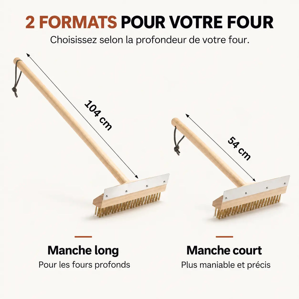 Brosse Four à Pizza En Laiton + Grattoir | Manche en bois