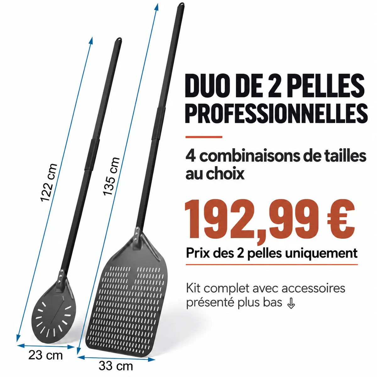 Kit Pelle à Pizza professionnel | Noir