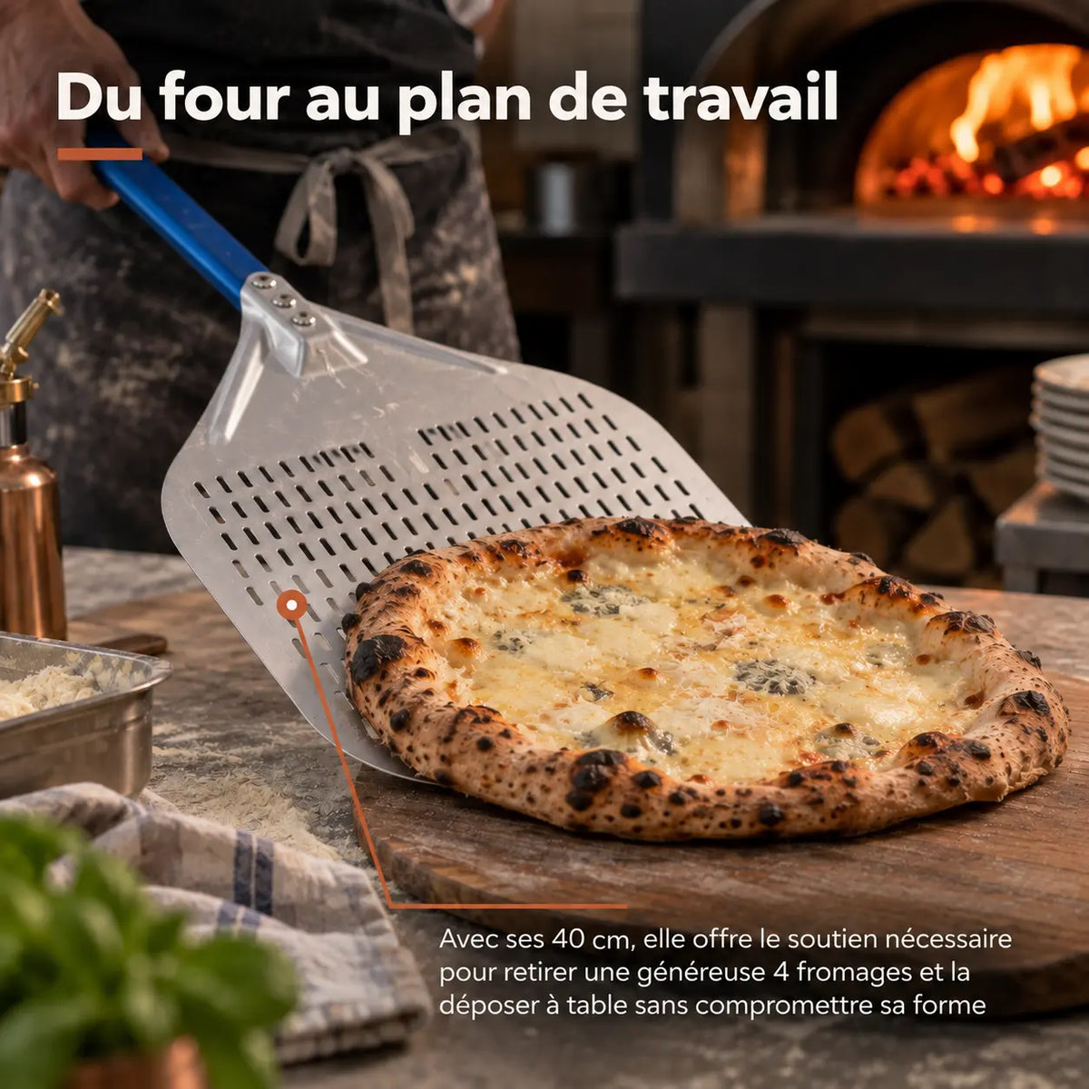 Pelle à Pizza Perforée 40 cm | Aluminium Bleu