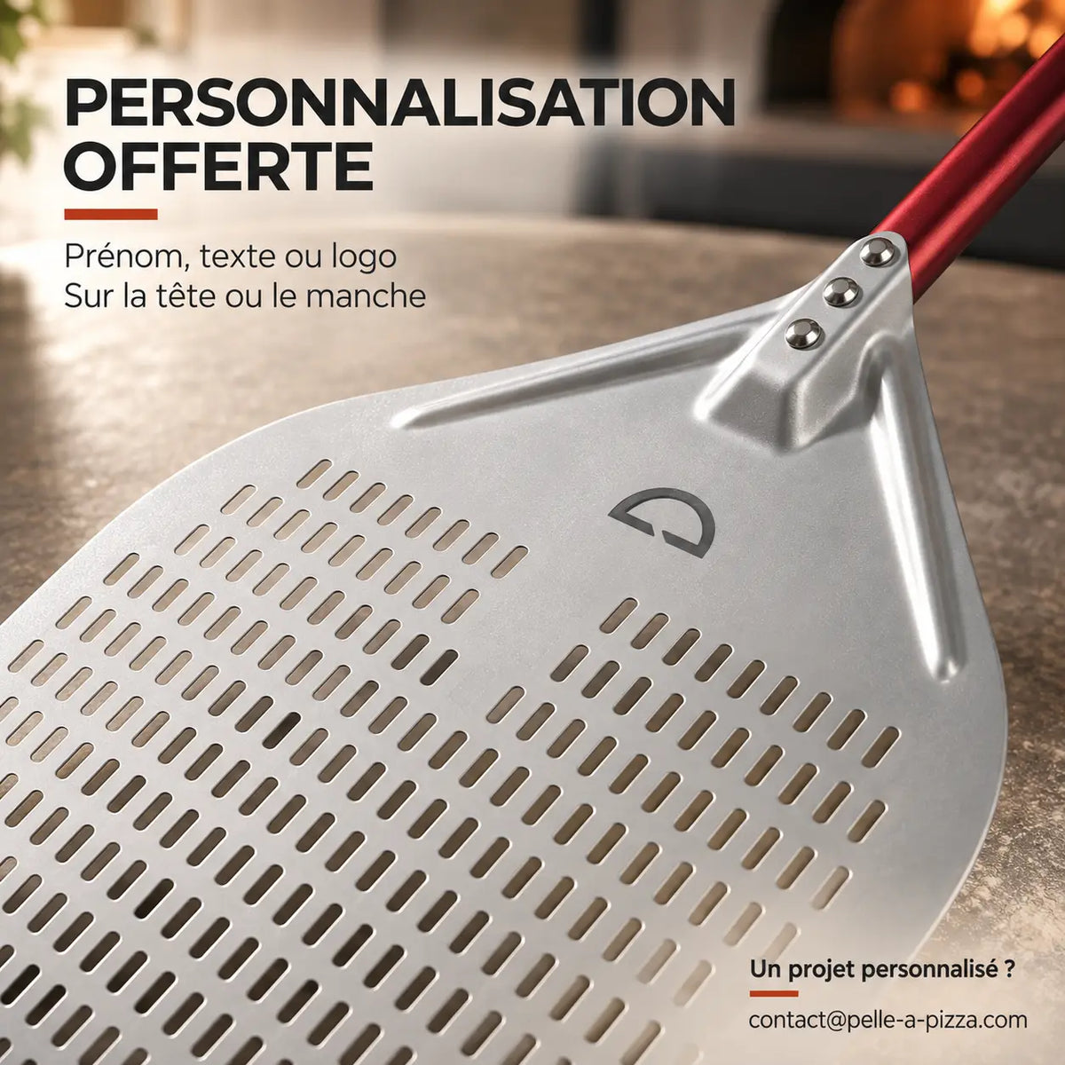 Pelle à Pizza Perforée 40 cm | Aluminium Rouge
