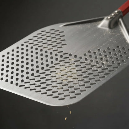 Pelle à Pizza Perforée 30-35 cm | Bord Biseauté | Rouge