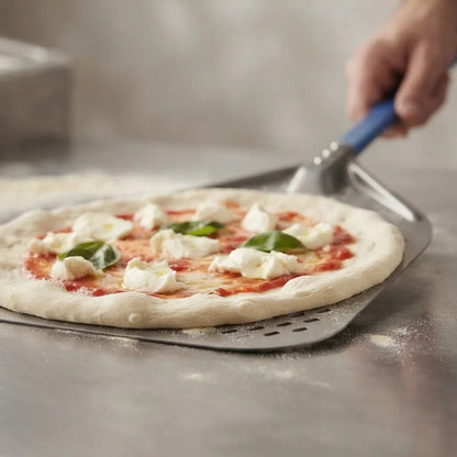 Pelle à Pizza Perforée 30-35 cm | Bord Biseauté | Bleu