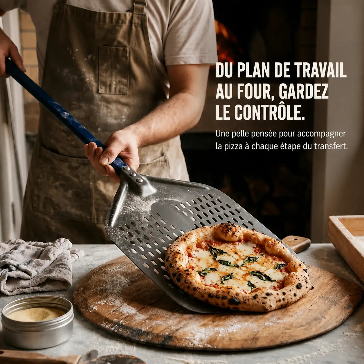 Pelle à Pizza Perforée 30–35 cm | Aluminium
