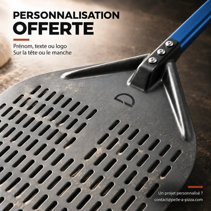 Longue Pelle à Pizza Perforée 30–35 cm | Manche Bleu
