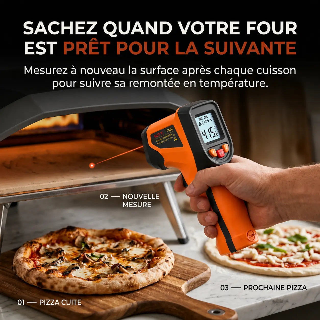 Thermomètre Infrarouge Pizza | jusqu'à 600°C