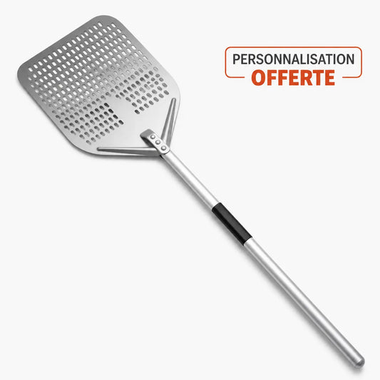 Longue Pelle à Pizza Perforée 30–35 cm | Manche Gris Clair