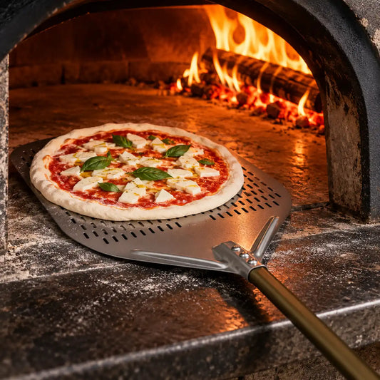 Longue Pelle à Pizza Perforée 40 cm | Manche Marron