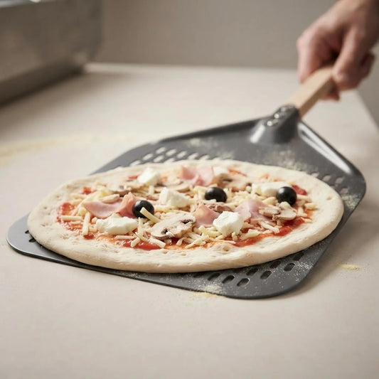 Pelle à Pizza Perforée 30–35 cm | Manche Bois