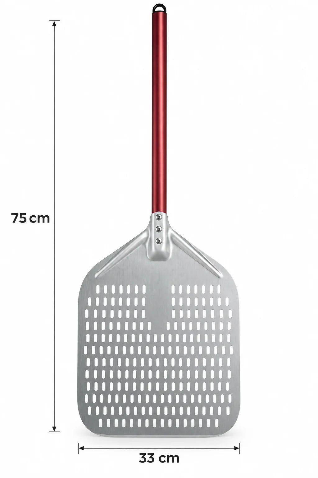 Pelle à Pizza Perforée 30–35 cm | Aluminium Rouge