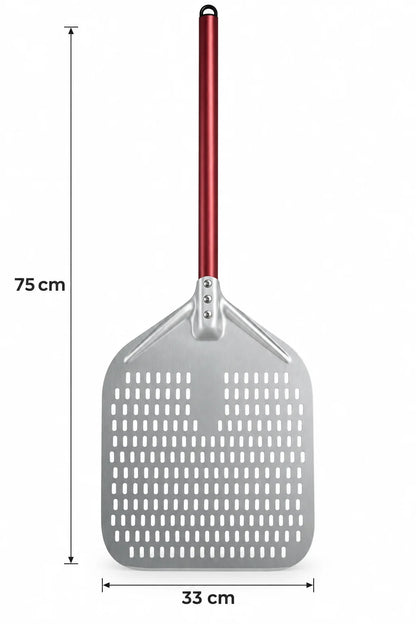 Pelle à Pizza Perforée 30–35 cm | Aluminium Rouge