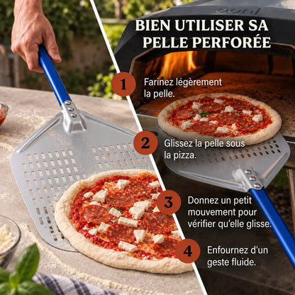 Pelle à Pizza Perforée 40 cm | Aluminium Bleu