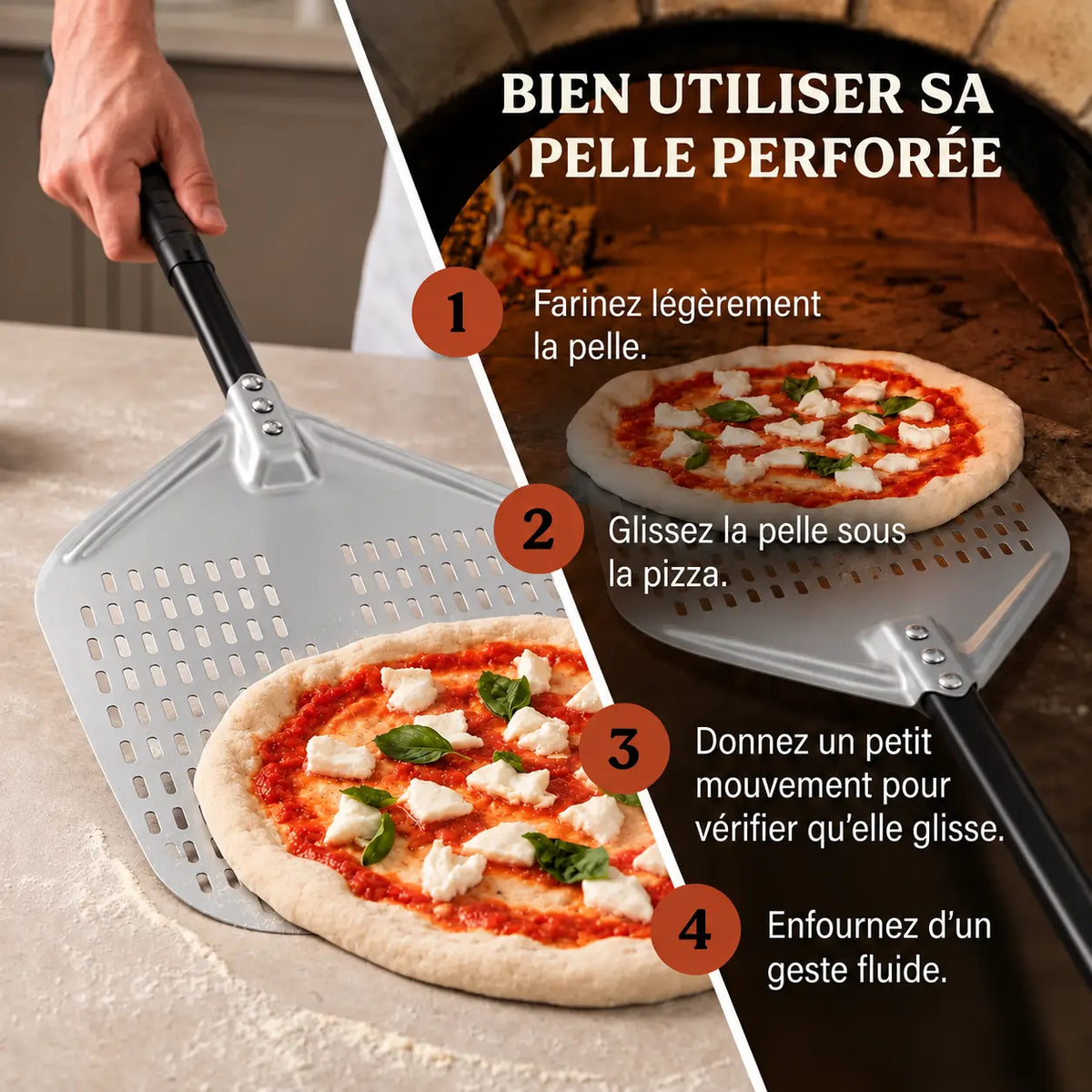 Pelle à Pizza Perforée 30–35 cm | Antidérapante