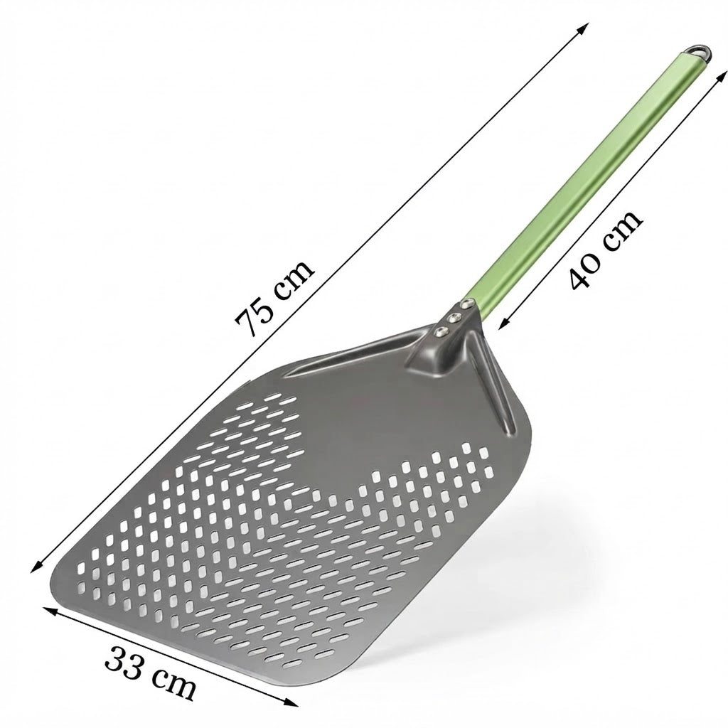 Pelle à Pizza Perforée 30-35 cm | Bord Biseauté | Vert