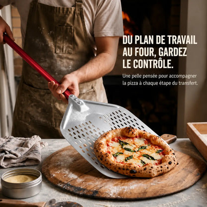 Pelle à Pizza Perforée 30–35 cm | Aluminium Rouge
