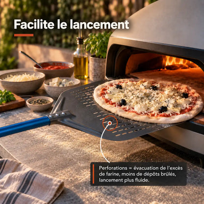 Pelle à Pizza Perforée 30–35 cm | Aluminium bleu