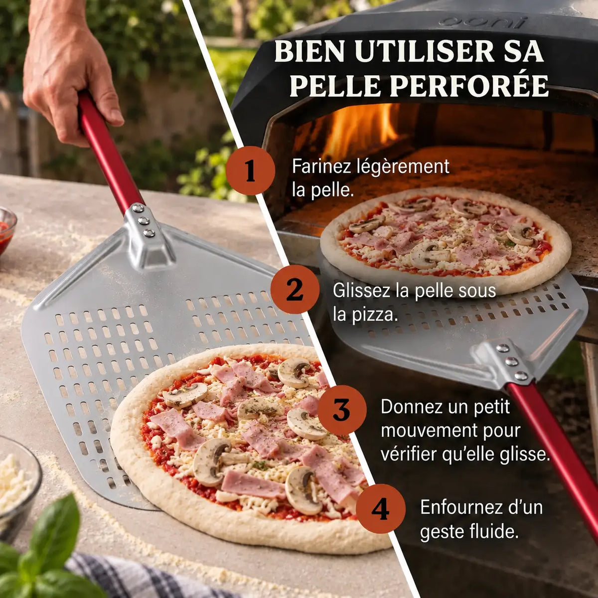 Pelle à Pizza Perforée 40 cm | Aluminium Rouge