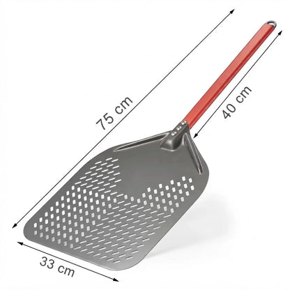 Pelle à Pizza Perforée 30-35 cm | Bord Biseauté | Rouge