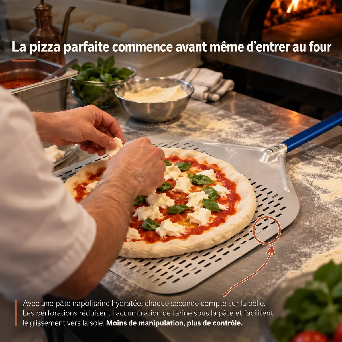 Pelle à Pizza Perforée 40 cm | Aluminium Bleu