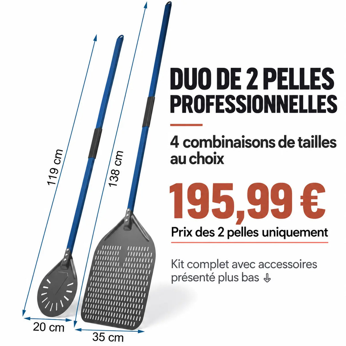 Kit Pelle à Pizza professionnel | Bleu