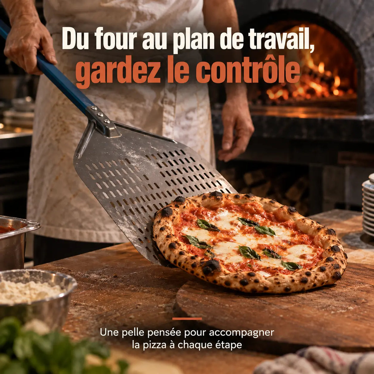 Pelle à Pizza Perforée 30–35 cm | Aluminium bleu