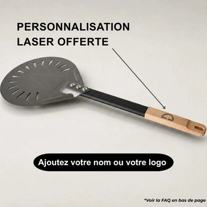 Pelle à Pizza de Rotation Perforée | Manche Bois et Aluminium