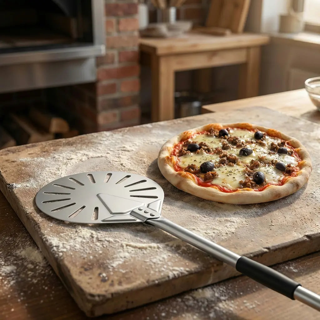 Pelle à Pizza de Rotation Inox | Manche Ajustable