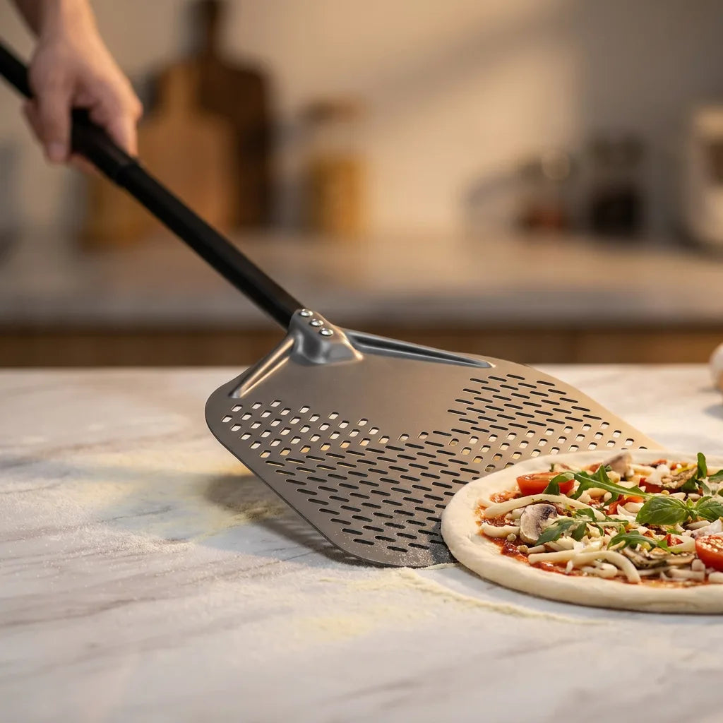 Pelle à Pizza Perforée | 35 x 138 cm | Grande portée