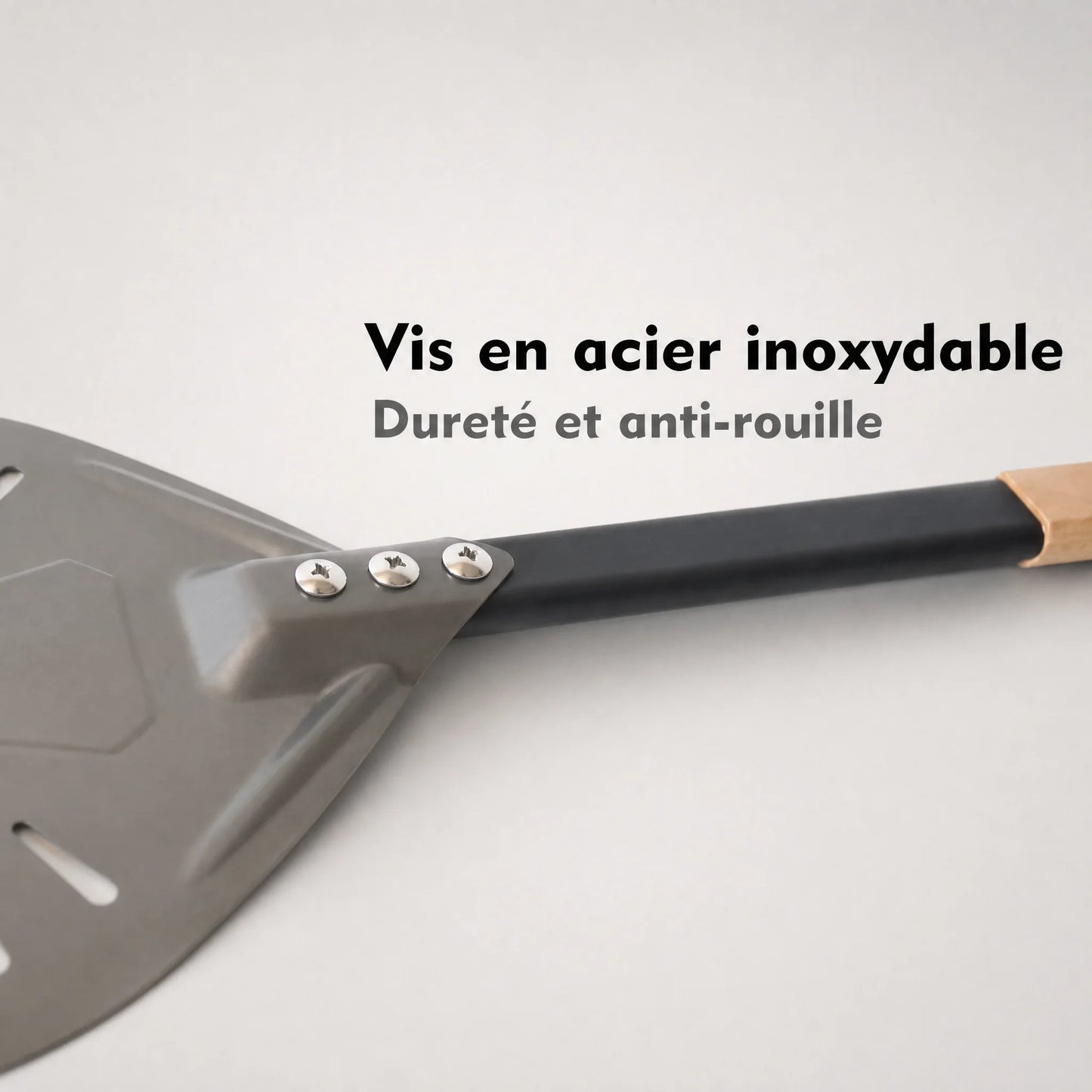 Pelle à Pizza de Rotation Perforée | Manche Bois et Aluminium