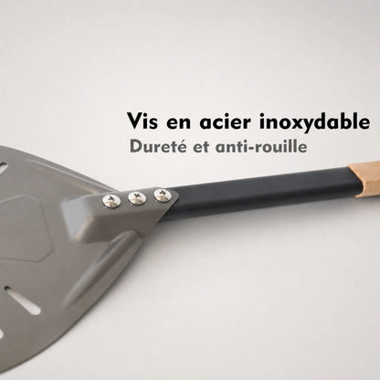 Pelle à Pizza de Rotation Perforée | Manche Bois et Aluminium
