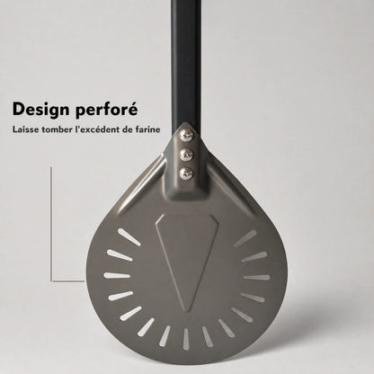 Pelle à Pizza de Rotation Perforée | Manche Bois et Aluminium