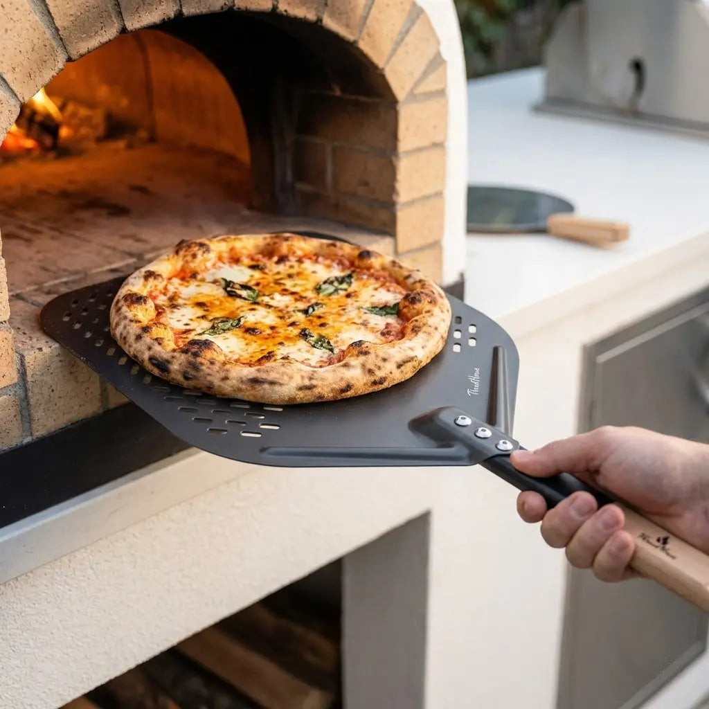Pelle à Pizza Perforée 35 cm | Manche Bois