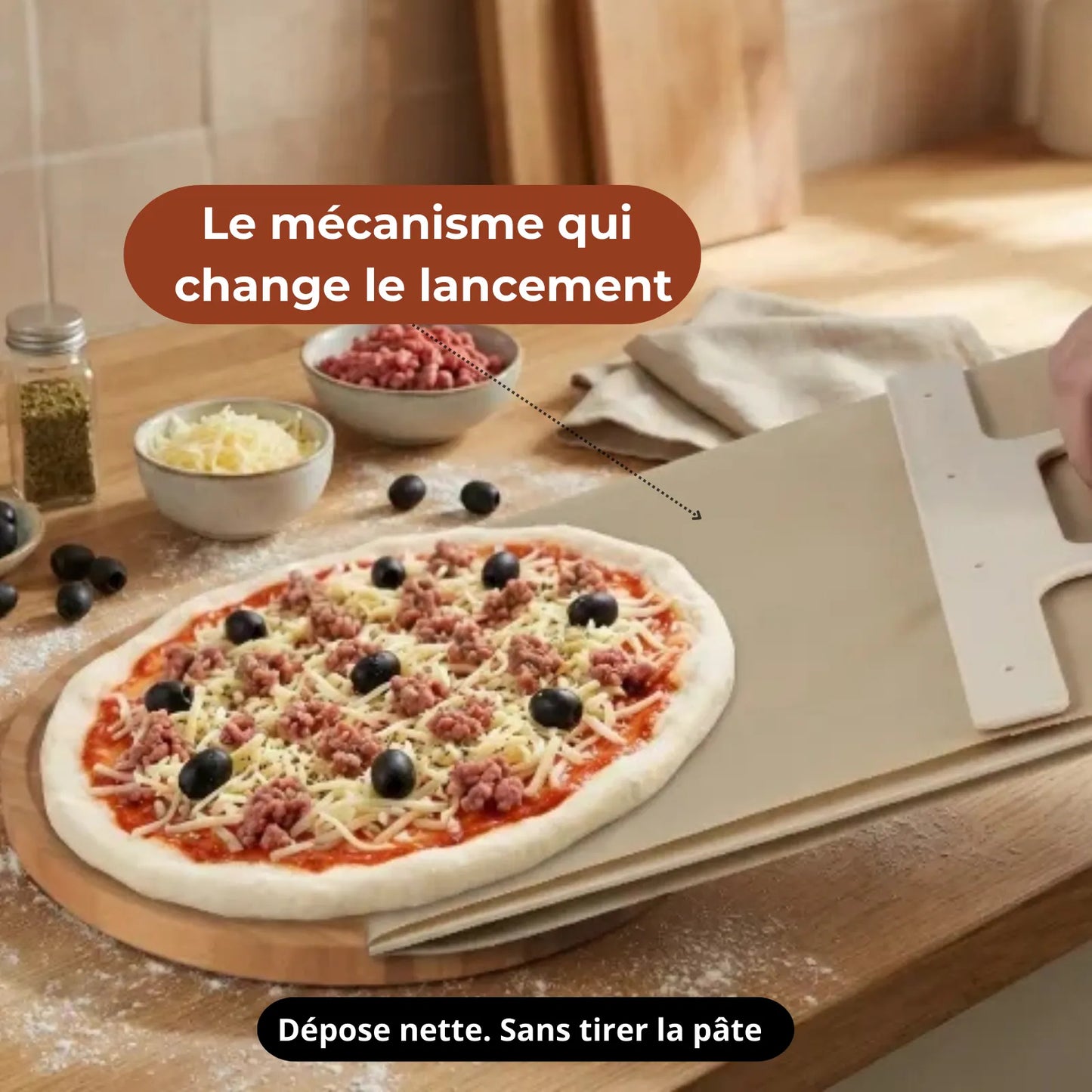 Pelle à pizza coulissante