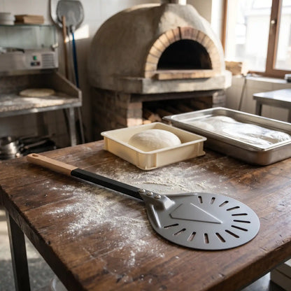 Pelle à Pizza de Rotation Perforée | Manche Bois et Aluminium
